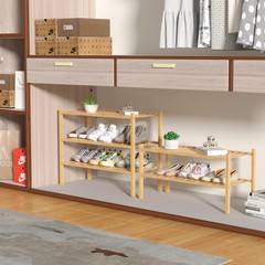 ROMGUAR CRAFT 2 Tier Bamboo Shoe Rack for Closet Free 2 Tier, Natural