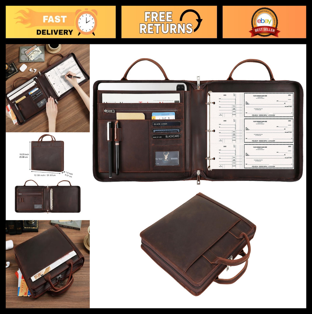 3 Ring Check Binder 9″x11.25″ Zippered Business Checkbook Holder, Fits 3 & 9 Hol