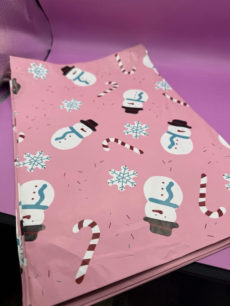 20 – 10×13 Holiday Poly Mailers Snowmen & Candy Canes