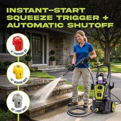 Sun Joe Electric Pressure Washer w/ Extension Wand, SPX2680-MAX, PWMA Certified