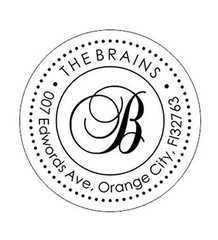 Customaized Round Self ink Stamp with Family Name / Address with Monogram -Traxx