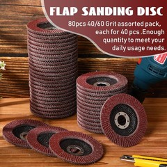 80 Pack Flap Discs 4 1/2 Inch for Angle Grinder 4.5 x 7/8 Inch…