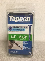 Tapcon 1/4″ X 2-1/4″ L Star Flat Head High/Low Concrete Screws #28280 (25pc)