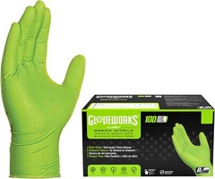 Gloveworks 8 mil Disposable HD Nitrile Gloves, Pack of 100, Medium, Green