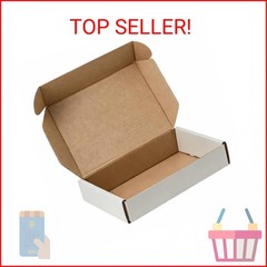 25 Pack 6″x4″x1″ inch Small Shipping Boxes White Corrugated Cardboard Box for Sm