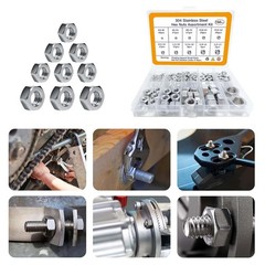 150pcs SAE Hex Nuts Assortment Kit 4#40,6#32,8#32,10#24,10#32,12#24, 1/4″-20,5/1