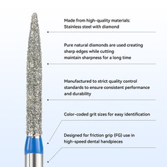 5-50pcs High Speed Handpiece Diamond Burs Pointed Taper Shape Medium Grit