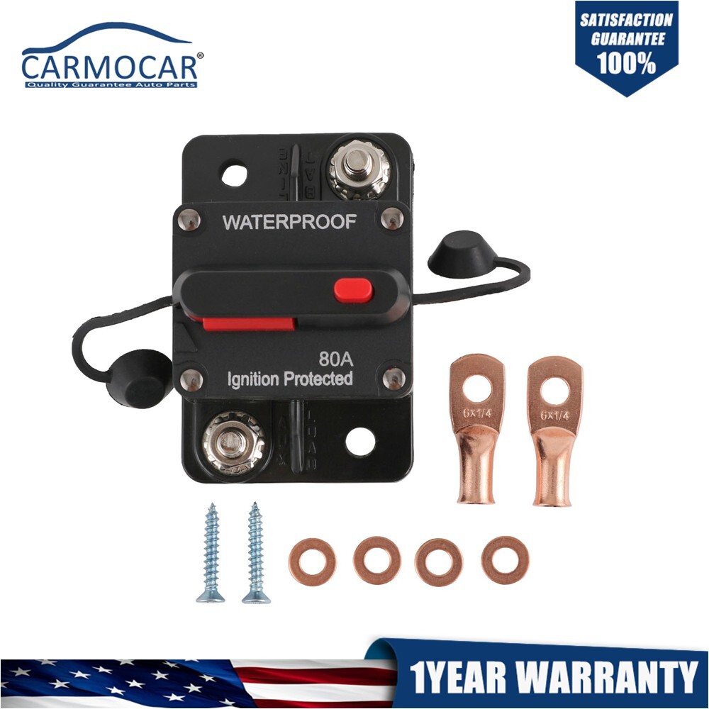 80A AMP Circuit Breaker Fuse 12-48V DC Car Boat Manual Reset Switch IP67