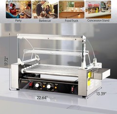 ROVSUN Commercial Restaurant 18/30 Hot Dog 7/11 Rollers Grill Cooker Machine
