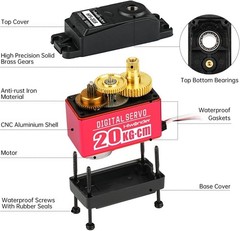 Durable Waterproof Servo with 180° Angle Control for Model DIY Applications
