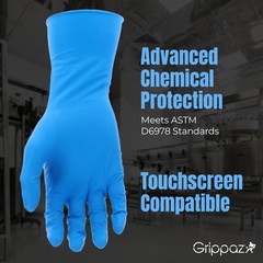 PIP Grippaz 8 Mil Nitrile Disposable Gloves, Fish Scale Grip, Blue, 3XL