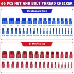 66 Pcs Thread Checker Set – SAE & Metric Bolt & Nut Gauge for Tight Spaces
