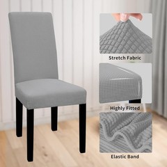 100% Waterproof Dining Room Chair Cover Set of 6, Stretch Jacquard Parson Chair