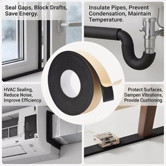 33Ft Pipe Wrap Insulation Foam Tape Self Adhesive 2″x1/8″ HVAC AC Weather Strip