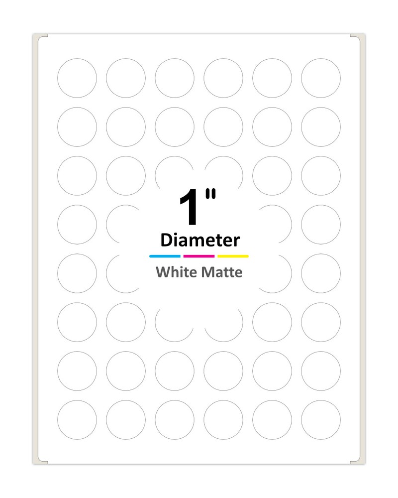 1 Inch Round Labels for Laser / Inkjet Printers, Permanent Adhesive, White Matte