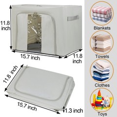 36L Clothes Storage Bins with Metal Frame, 3 Pcs Stackable Clothing Storage B…