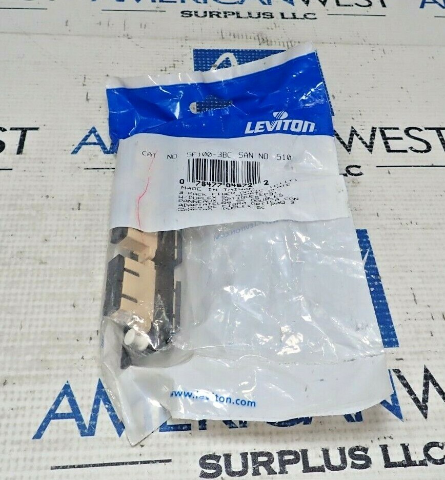 LEVITON 5F-100-3BC SAN 510 FIBER OPTIC PLATE W/DUPLEX SC ADAPTER NEW
