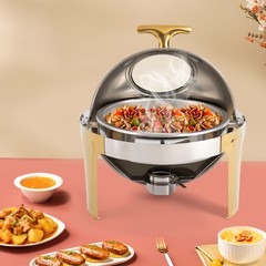 6.3Qt Round Roll Top Chafing Dish Buffet Set Stainless Steel Chafer for Party US