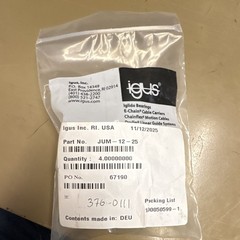 igus Cable Carrier Connector JUM-12-25 Plastic Reusable, Beige, Pack of 4