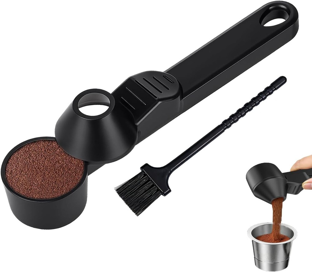 Coffee Scoop with Funnel for Reusable K Cup Refillable Coffee Pods, Mess-Spoon