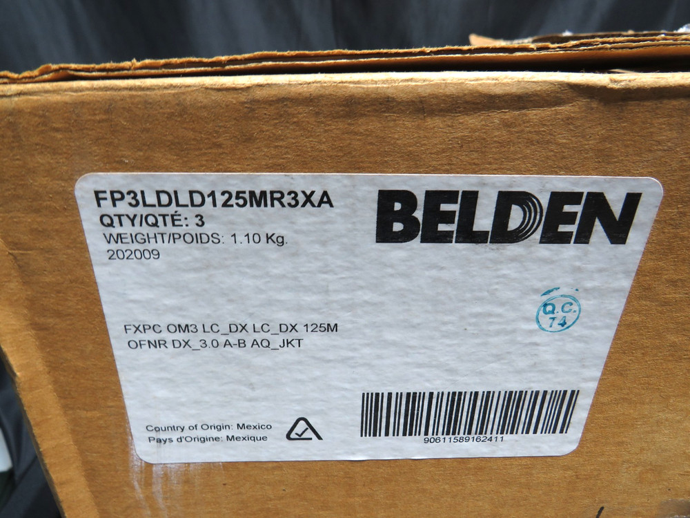 (Case of 3) Belden FP3LDLD125MR3XA 125m LC Duplex Fiber Optic Patch Cable [CTH]