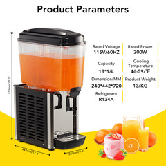 4.8 Gal Commercial Drink Dispenser,Slushy Machine Beverage Cooler for Restaurant