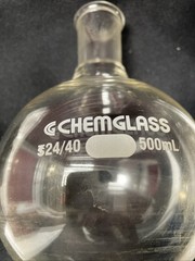 Chemglass 500ml Evaporation Flask 24/40 Recovery