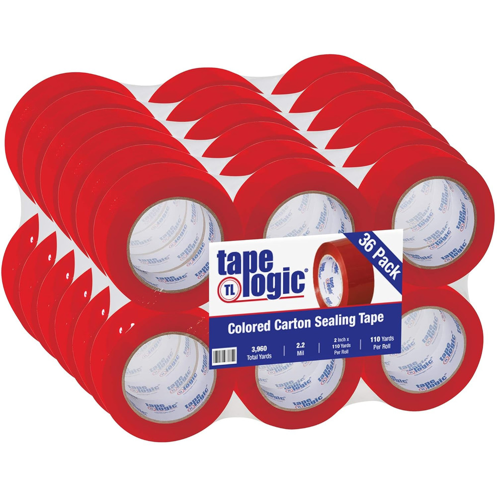 Tape Logic 2 Inch X 110 Yard 2.2 Mil Red, Heavy Duty Colored Packing Tape, 36 Pa