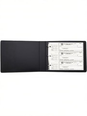 Compact 3-Ring Check Binder for Deskbook Checks, Vegan Leather Cover, 9″x11.25