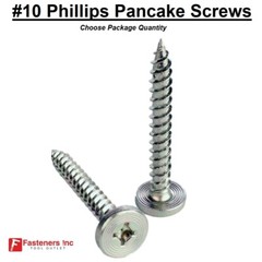#10 Phillips Pancake Head Sharp Sheet Metal Screws Zinc Plated (Choose Size)