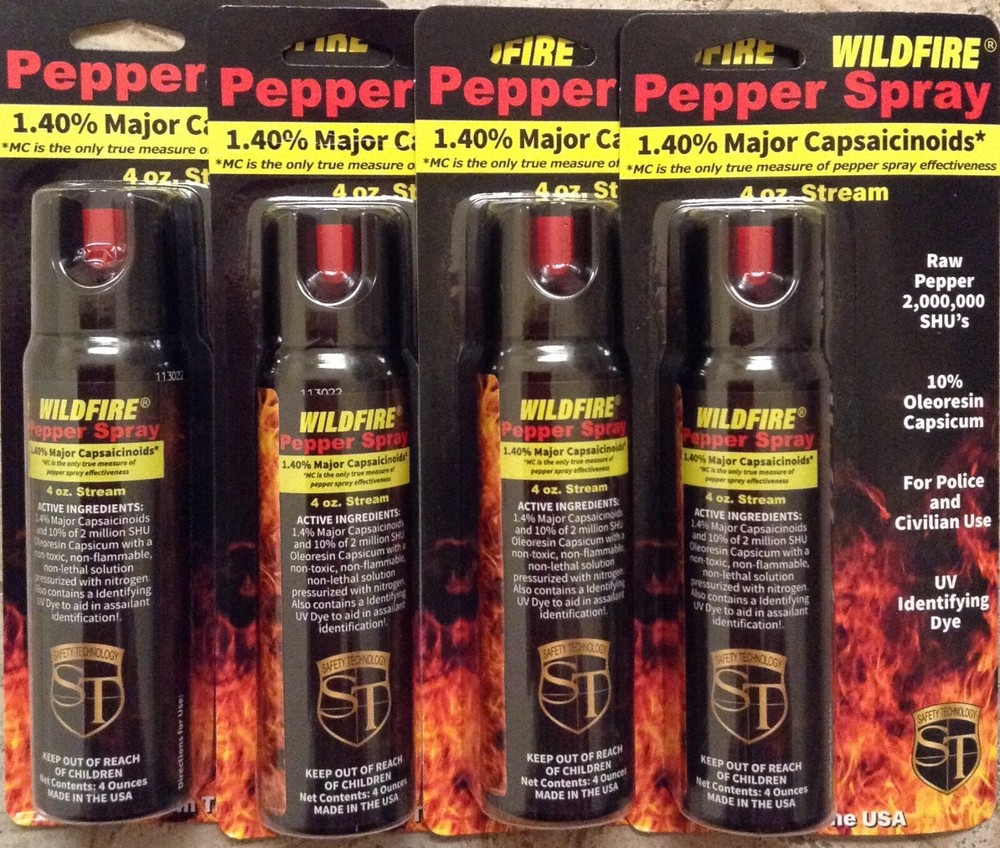 4 HOTTEST STREAM ON MARKET!! Police Pepper Spray 4 oz Self Defense Security LOCK