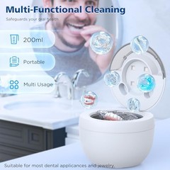 AOTUDA 45KHZ ULTRASONIC RETAINER CLEANER MACHINE 200ML DENTURE – WHITE