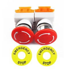 1NC+NO 22mm Emergency Stop Push Button Switch Red Mushroom Equipment e Stop Shut