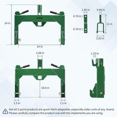 3 Point Quick Hitch Attachment & 2″ Receiver for Category 1 Tractors, 3000 lbs