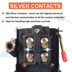 Pressure Switch Valve for Air Compressor 90-125psi Single Port HEAVY DUTY 26Amp