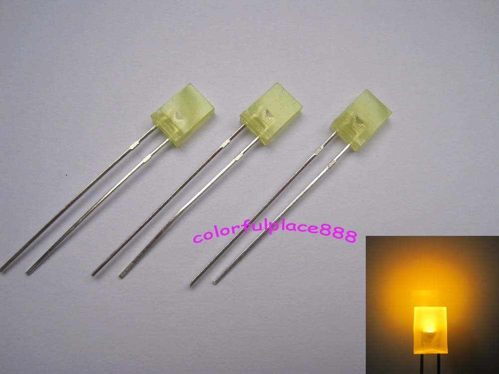 1000pcs, 2x5x7mm Rectangle Yellow Diffused LED Rectangular Light Leds Bulb New