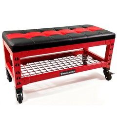 Heavy Duty Garage Bench Stool with Removable Creeper Pad, 2 Storage Shelves &…