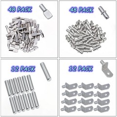 120Pcs Shelf Pins Kit,4 Styles Nickel Plated 5mm x 16mm, silvery