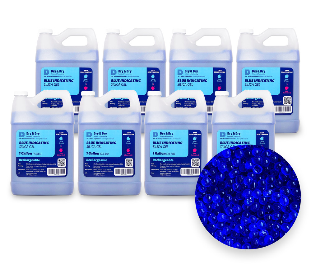 8 Gallon(60 LBS) “Dry & Dry” Premium Blue Indicating Silica Gel Desiccant Beads