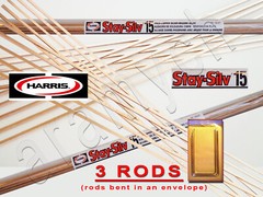 3 STICKS (3 RODS) HARRIS STAY-SILV 15% SILVER SOLDERING RODS. BCuP-5