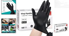 4 Mil Waterproof Black Vinyl Gloves – 100 Count, Ideal for Food Prep & Cleaning