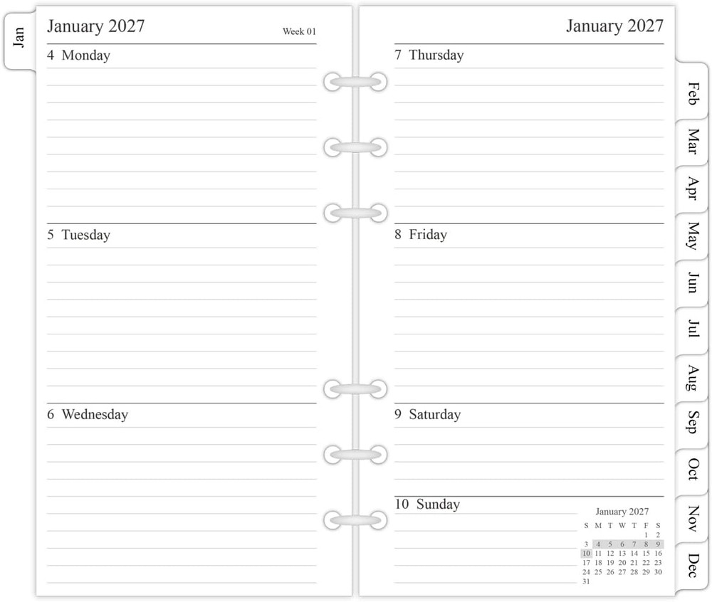 2027 Weekly & Monthly Planner Refill, 3-3/4″ X 6-3/4″, Jan 2027 – Dec 2027, Pers