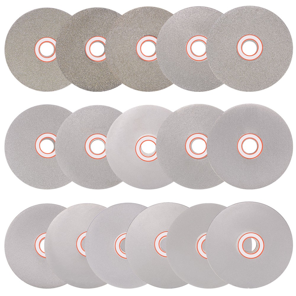 Diamond Flat Lap Disc Set 4″ x 5/8″ Arbor 50-3000 Grit Grinding Wheel