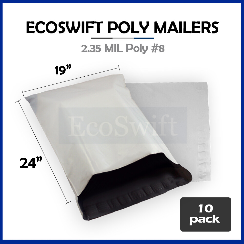 10 19×24 ECOSWIFT WHITE POLY MAILERS SHIPPING ENVELOPES BAGS