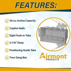 4-Gang (16 Pack) Plastic Electrical Box, Grey Outlet Box, Three Gang New Work…