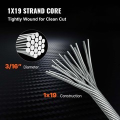 VEVOR T316 1000ft Stainless Steel Cable 3/16″ 1×19 Wire Rope Cable Railing Kit