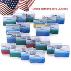 100pcs 20 Boxes Dental Diamond Burs Medium FG 1.6MM Kit For High Speed Handpiece