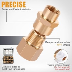 106PCS Brass Pipe Fittings Assortment Kit NPT Extension Adapter,Reducer Bushing,