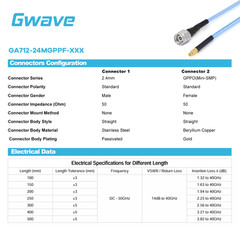2.4mm Male to GPPO Female .086″ Semi-flexible Coax Cable, FEP Jacket, DC-50GHz
