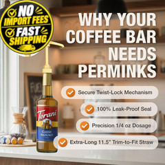 PERMINKS Premium Coffee Syrup Pack of 7, Gold, Black, Pink, White, Red, Blue